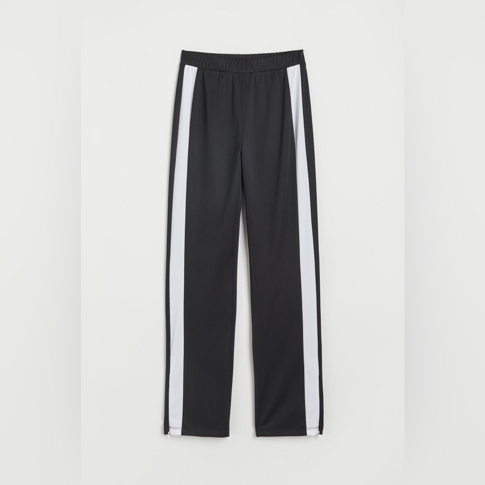 Black Track Pants With White Streak